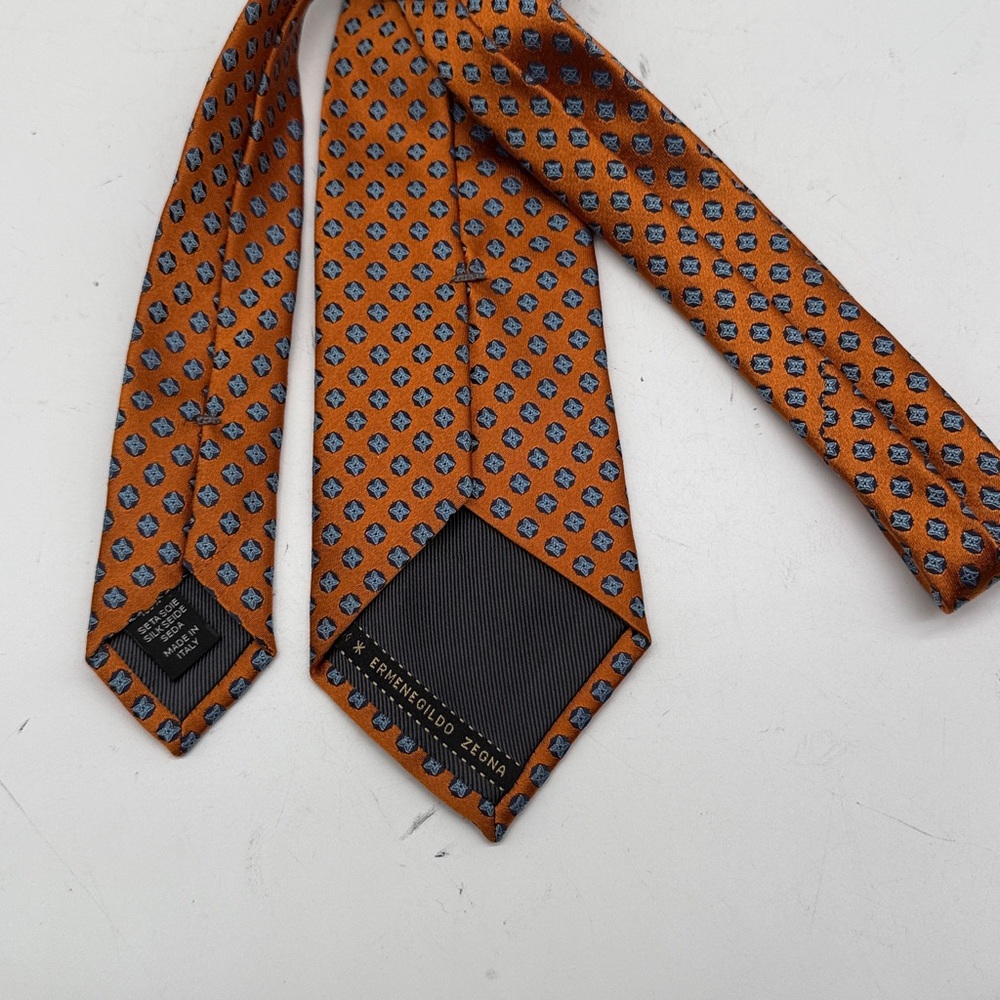 Ermenegildo Zegna Rust and Slate Patterned Tie
